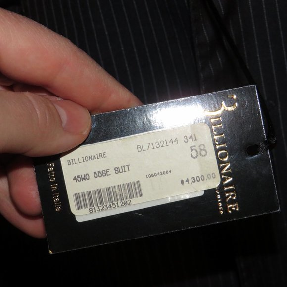 Billionaire Couture Silk Blend Blue Striped Two Button Suit 58 48 NWT $4300 - Picture 14 of 16